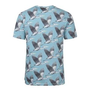 Ted Baker Men Short Sleeved Light Blue Heron Printed T-Shirts SZ 4